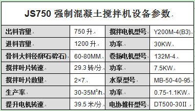 JS750強制混凝土攪拌機(jī)設(shè)備參數(shù)